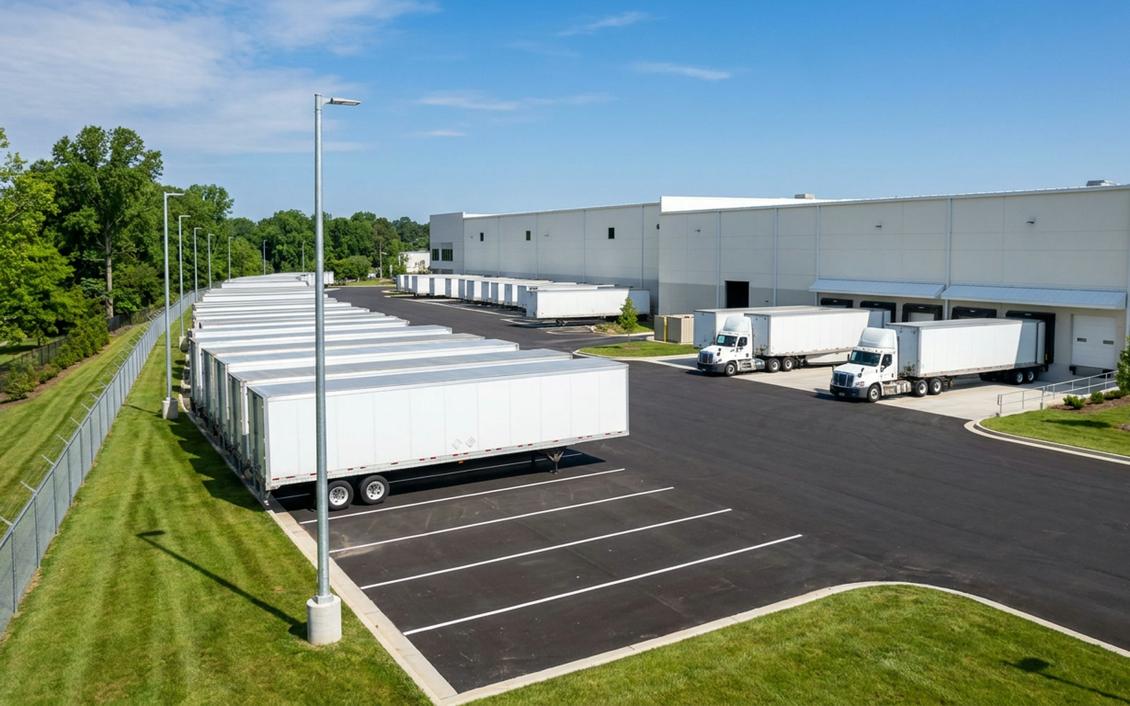 Trailers in the yard of a modern distribution center